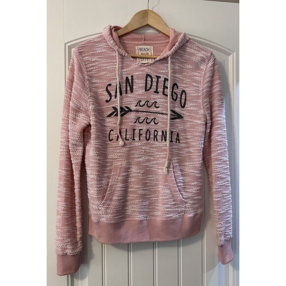 Beach By Exist Tops - Beach By Exist Knit Hoodie San Diego Slim Pink White Lightweight Size M